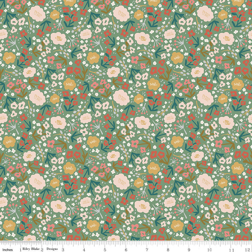 Ivy Reese Flower Green Yardage by Deena Rutter for Riley Blake Designs | C16601-GREEN