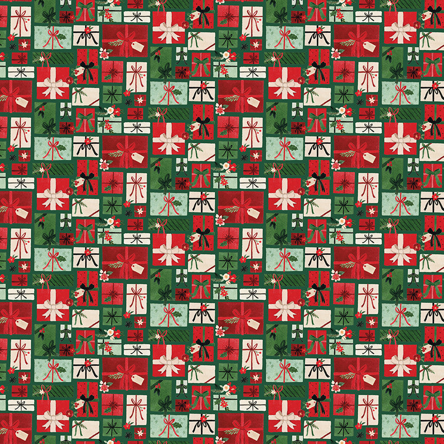Charming Christmas Pretty Presents Green Yardage by Kelsey Carlson for Riley Blake Designs | C16352-GREEN