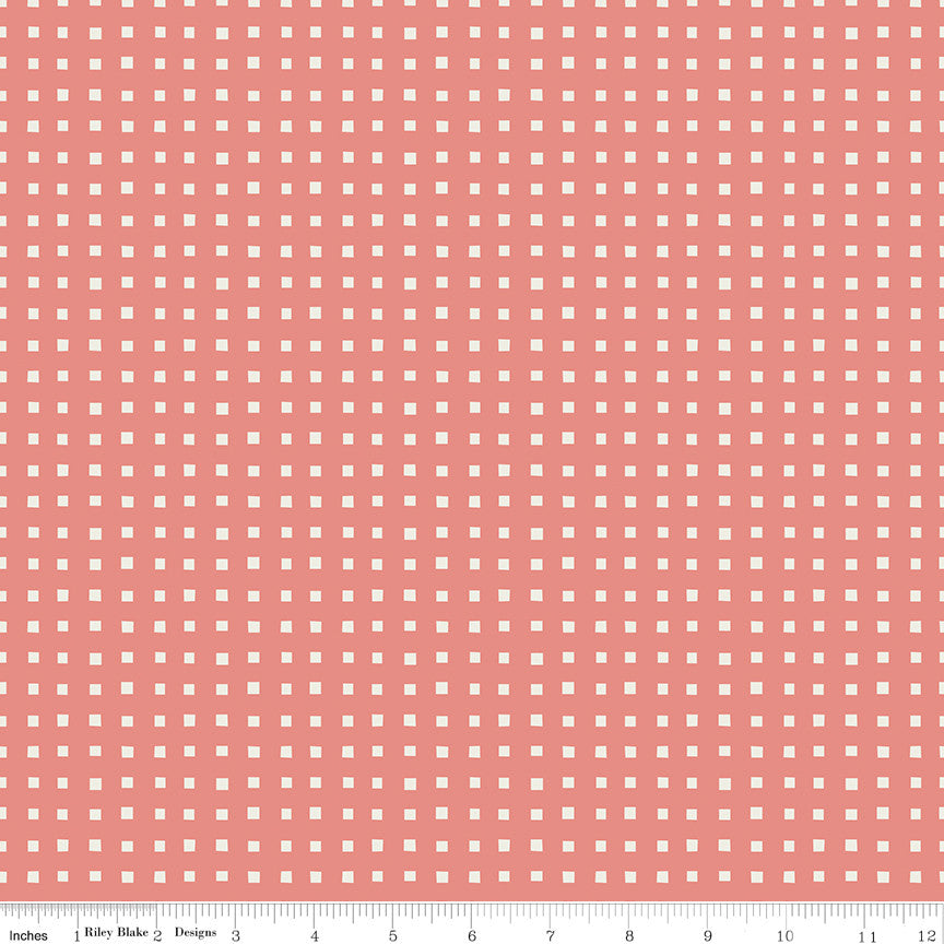 Ivy Reese Simple Gingham Coral Yardage by Deena Rutter for Riley Blake Designs | C16604-CORAL