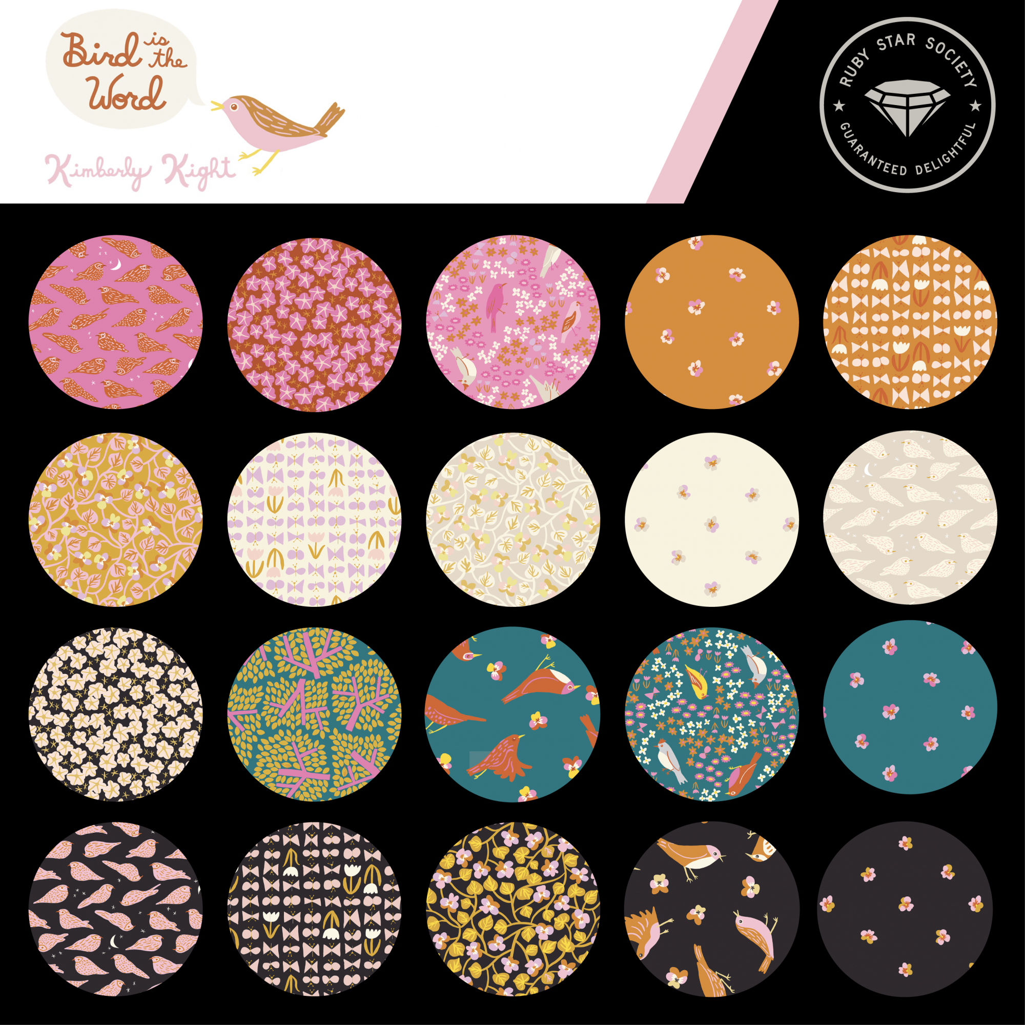 Bird Is The Word Moonflower Natural Yardage by Kimberly Kight of Ruby Star Society | RS3082 11