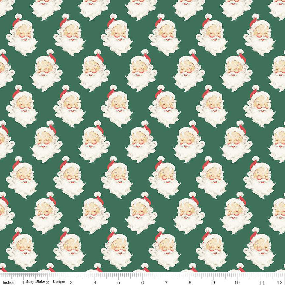 Sale! Merry Little Christmas Green Santa Yardage by My Mind's Eye for Riley Blake Designs |C14842 GREEN