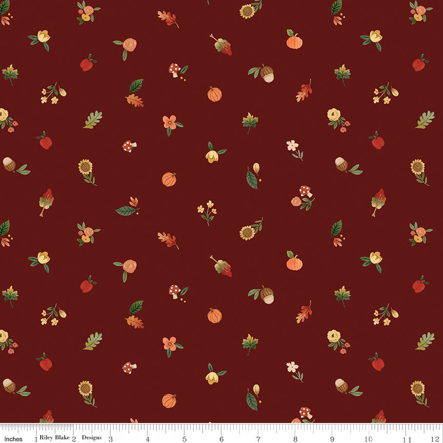 Happy Fall Days Fall Things Maroon Yardage by Kelsey Carlson for Riley Blake Design | C16345-MAROON
