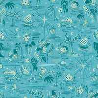Forever Neverland Neverland Map Lagoon Yardage by Jill Howarth for Riley Blake Designs | C15902-PEACOCK