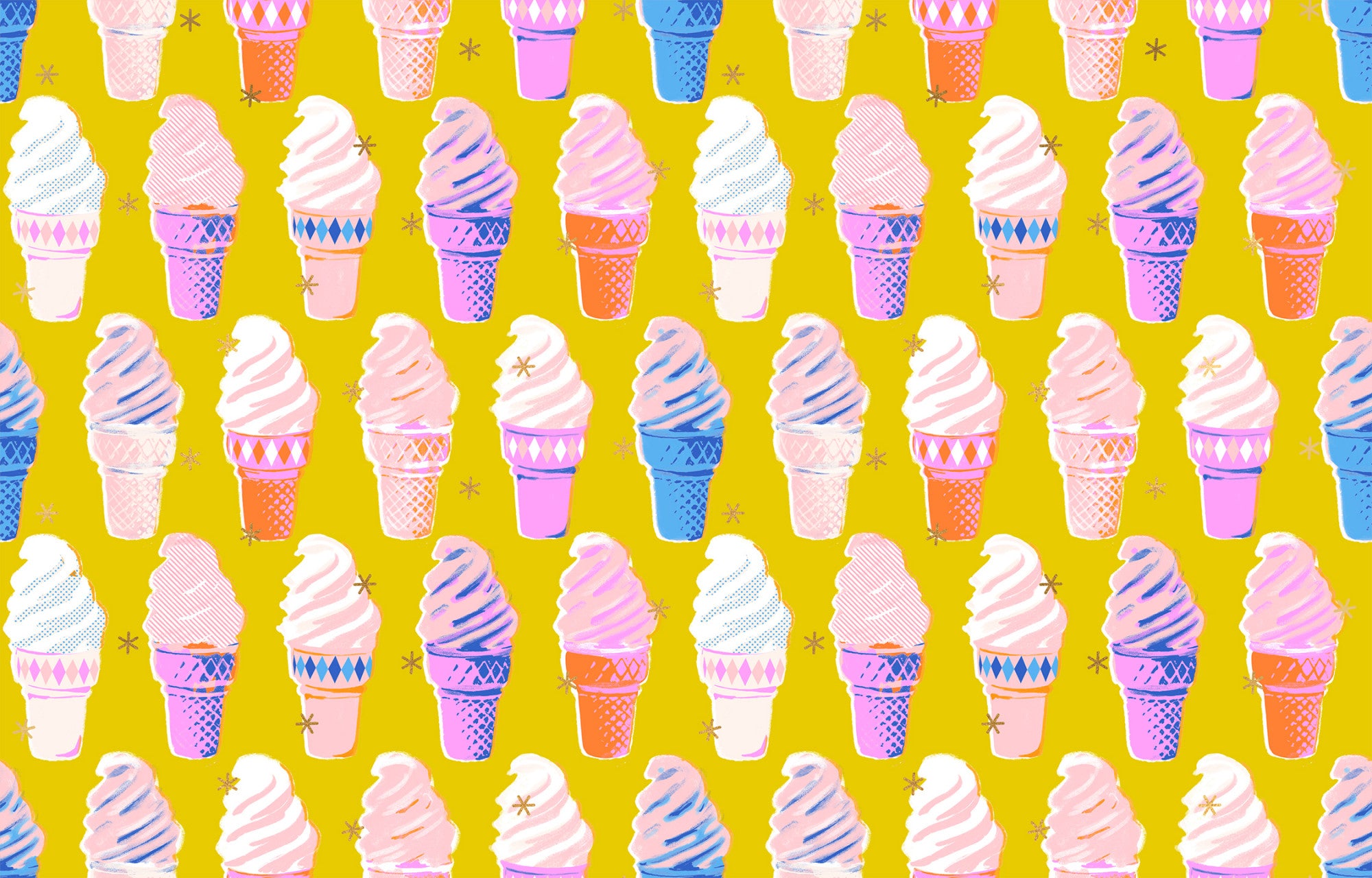 Best Day Ever Ice Cream Metallic Golden Yardage by Melody Miller for Ruby Star Society | RS0105 13M