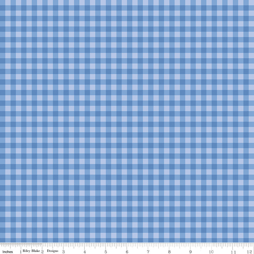 Penelope Gingham Blue Yardage by My Mind's Eye for Riley Blake Designs | C16644-BLUE