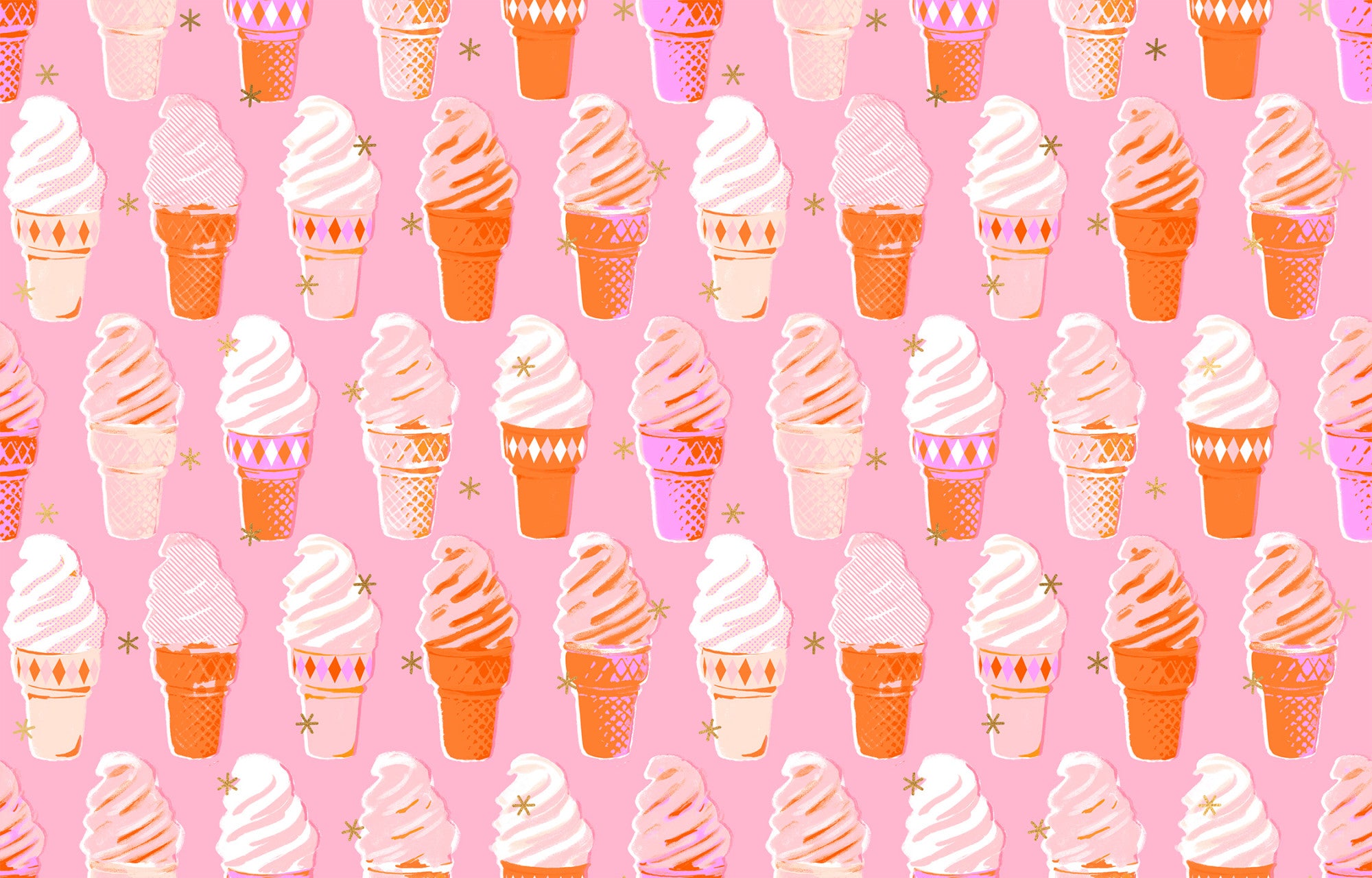 Best Day Ever Ice Cream Metallic Posy Yardage by Melody Miller for Ruby Star Society | RS0105 14M