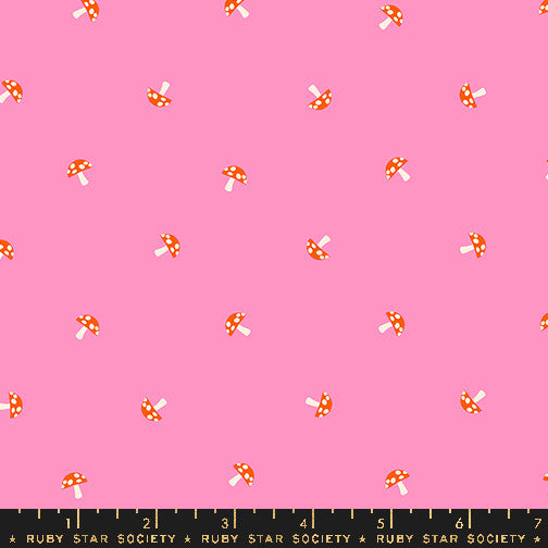 Carousel Tiny Mushrooms Flamingo Yardage by Melody Miller for Ruby Star Society | RS0100 12