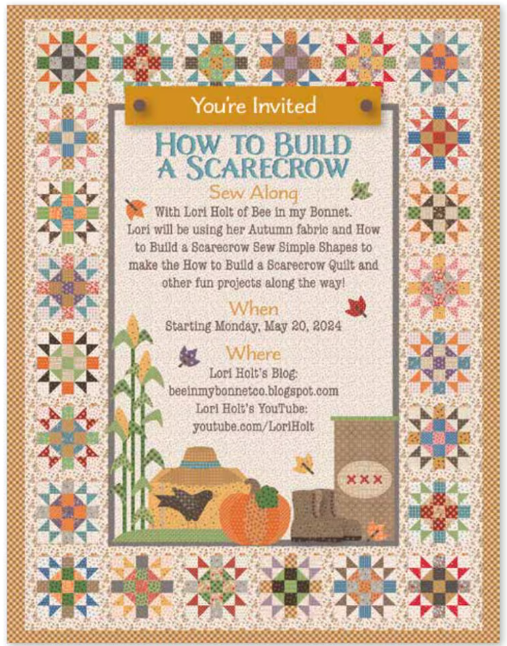 Lori Holt How To Build a Scarecrow Quilt Kit using Autumn Fabrics | 74" x 87" | In Stock Shipping Now!
