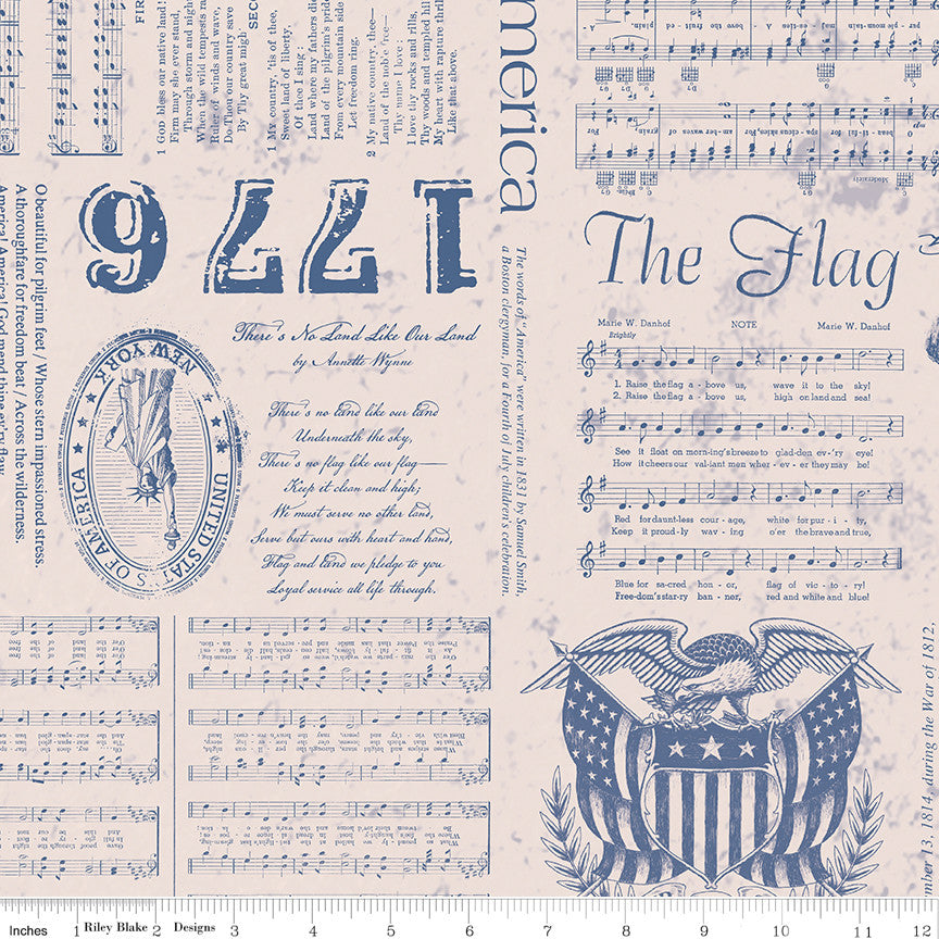 Wide Back Americana Liberty Blue Yardage by Lori Holt of Bee in My Bonnet | 108" Wide Backing Fabric | Remnant Cuts (WB16102-BLUE)