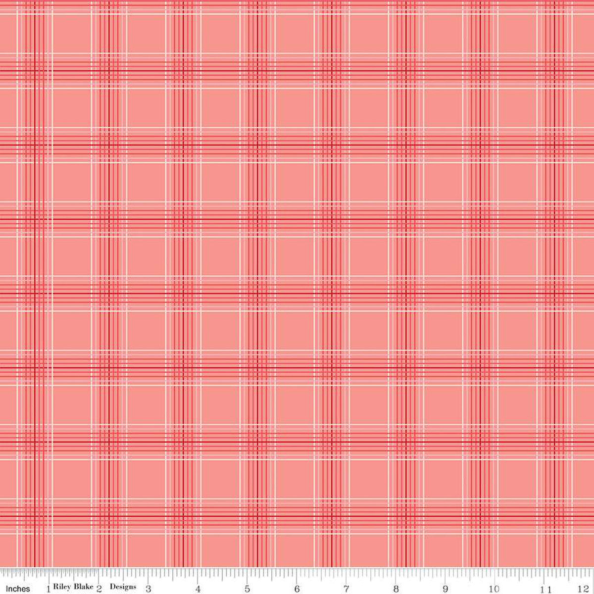 My Valentine Coral Plaid Yardage by Echo Park Paper Co. for Riley Blake Designs | C14155 CORAL