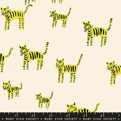 PRESALE Catnap Tiger Stripes Citron Yardage by Alexia Abegg for Ruby Star Society | RS4132 11