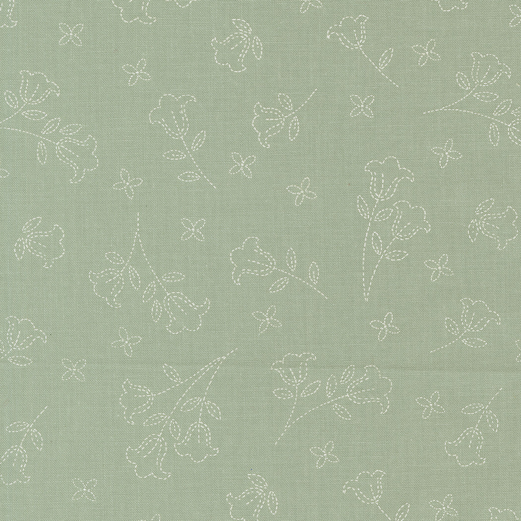 Sunbonnet Embroidered Blooms Dusty Blue Yardage by Heather Briggs of My Sew Quilty Life for Moda Fabrics | 31761 33