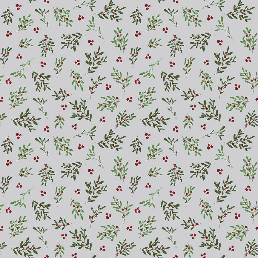 Mistletoe & Holly Mistletoe Silver Yardage by Beverly McCullough for Riley Blake Designs | C16403-SILVER