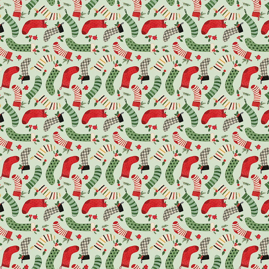 Charming Christmas Stockings Mint Yardage by Kelsey Carlson for Riley Blake Designs | C16353-MINT