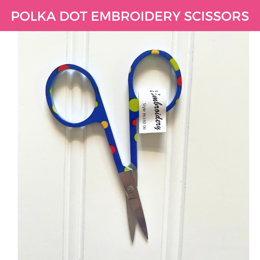 Polka Dot Embroidery Scissors | Pink, Blue and White Options | Small Portable Scissors
