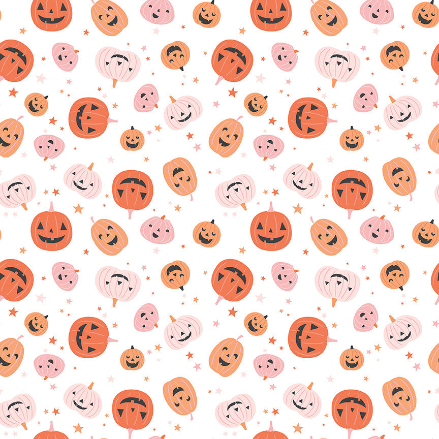 Hey Pumpkin Pumpkins White Yardage by My Mind's Eye for Riley Blake Designs | C16031-WHITE