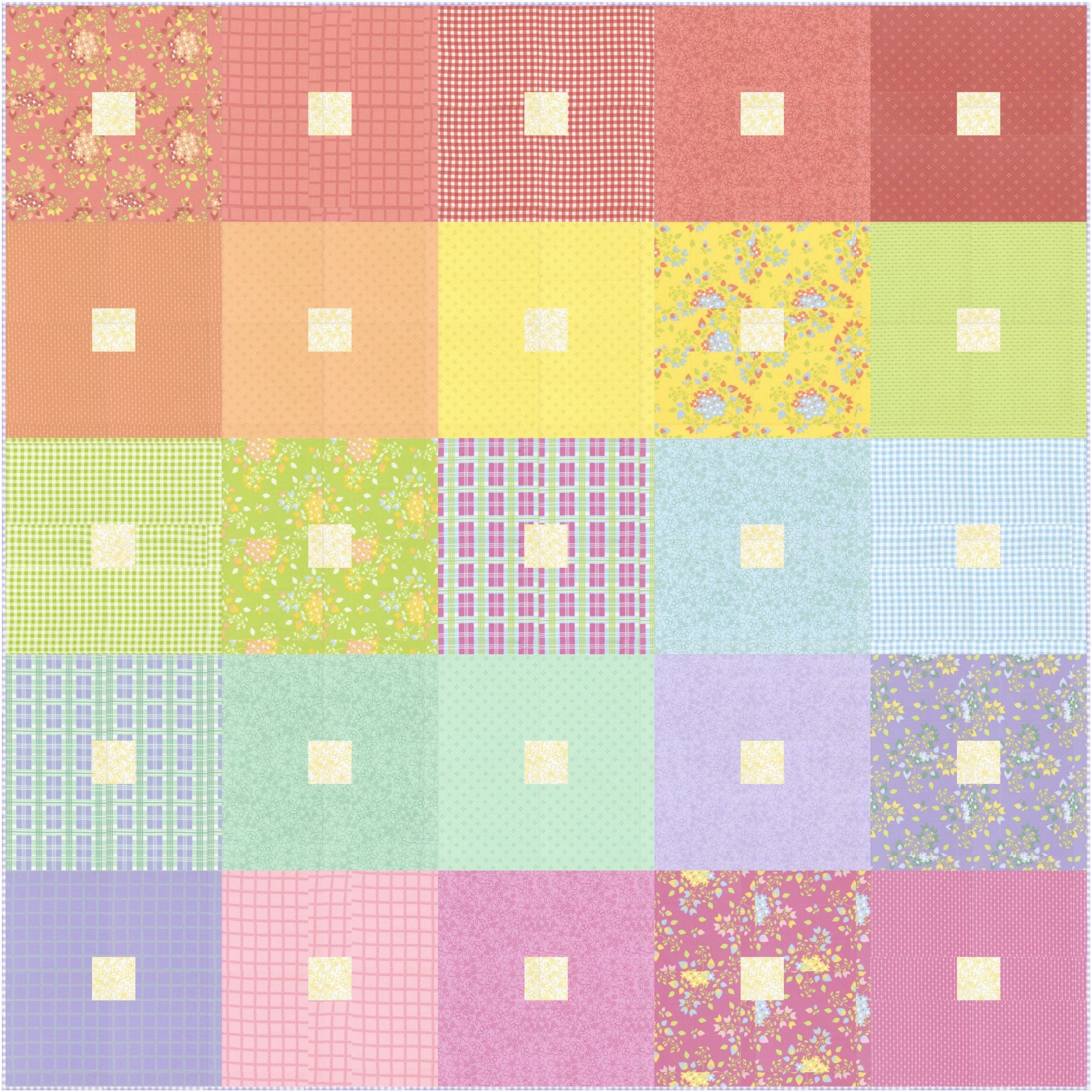 Boxy Custom Quilt Kit With Sherbet Sunshine Flannel by Corey Yoder for Moda Fabrics | Size 75" x 75"