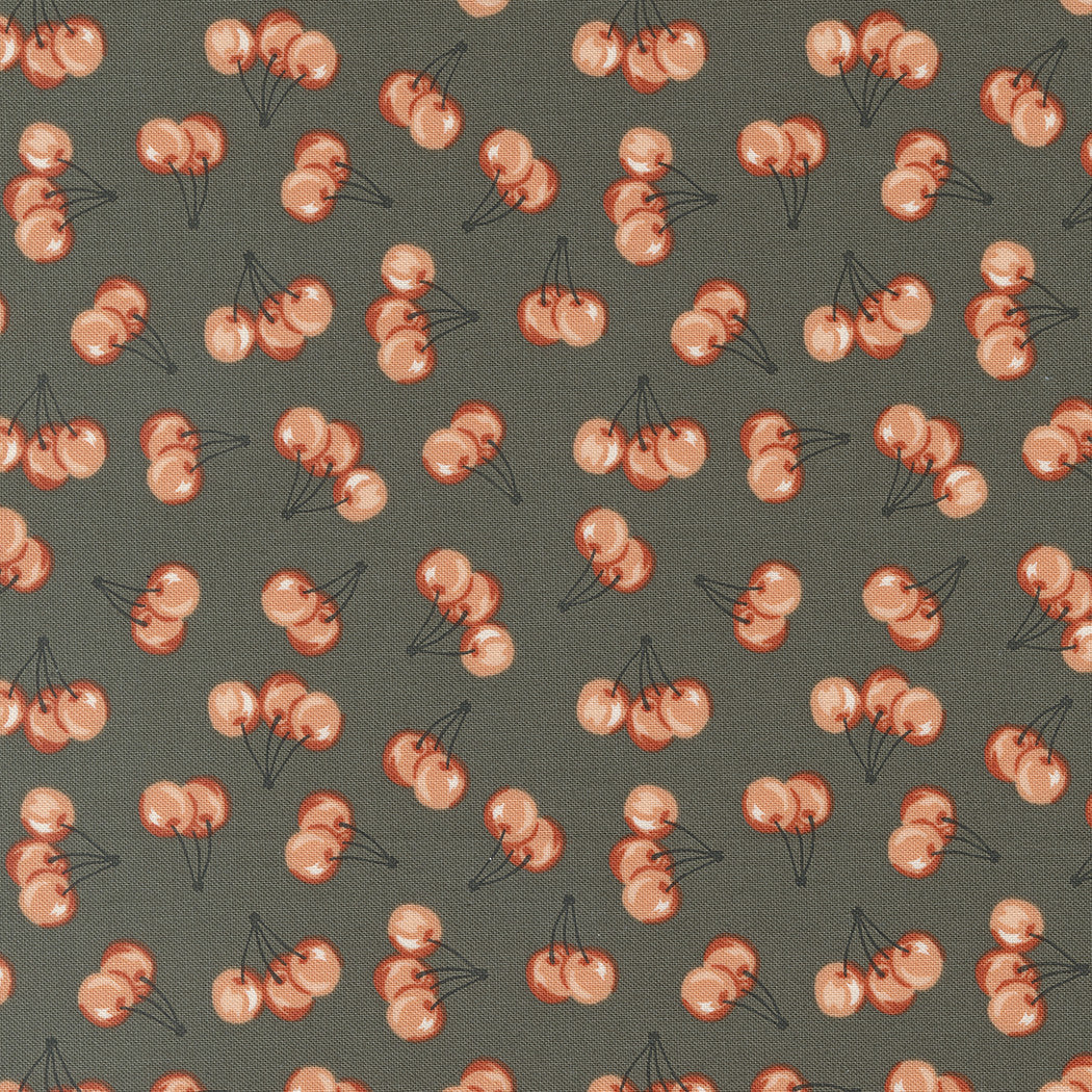 Farmstead Farm Fresh Cherries Charcoal Yardage by Stacy Iest Hsu for Moda Fabrics | 5 Yard Backing | 20906 16