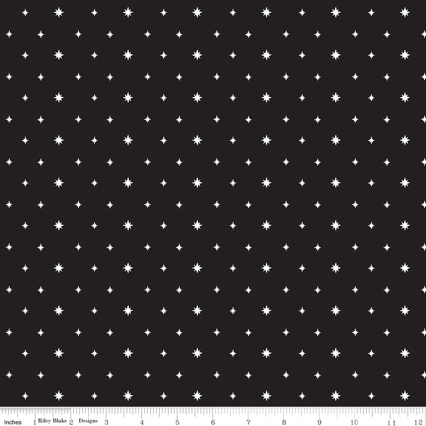 Charming Christmas Stars Black Yardage by Kelsey Carlson for Riley Blake Designs | C16355-BLACK