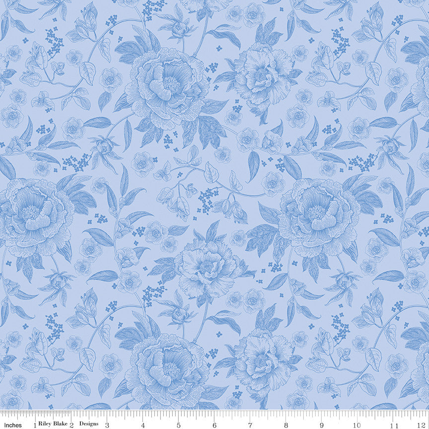 Penelope Main Sky Yardage by My Mind's Eye for Riley Blake Designs |  C16640-SKY