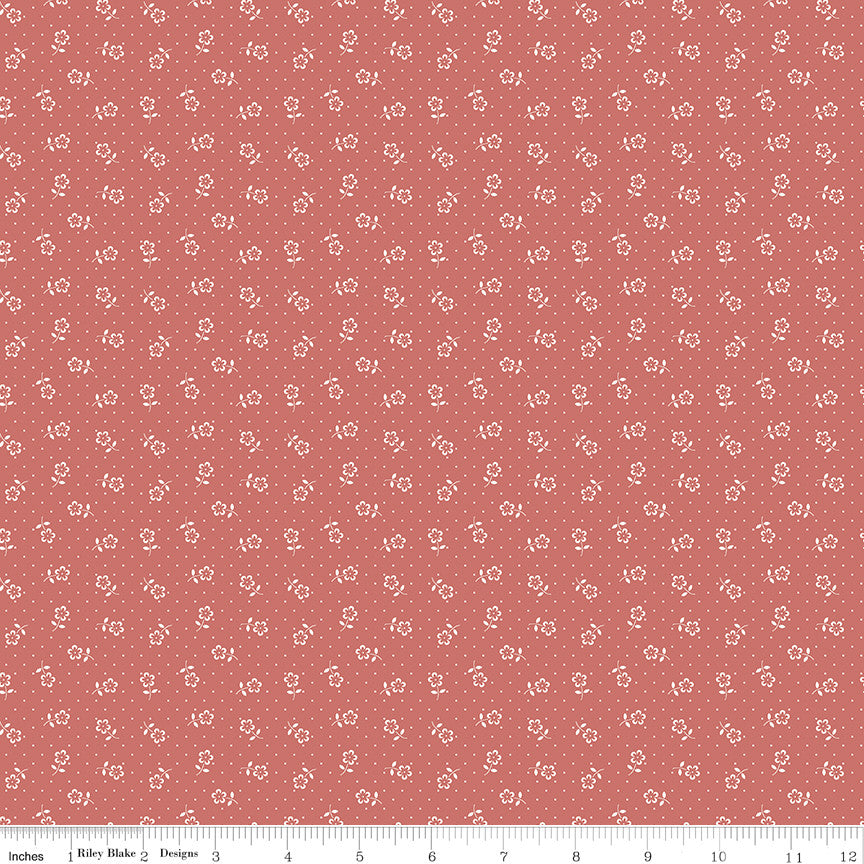Mary Catherine Flower Dots Faded Red Yardage by Amy Smart for Riley Blake Designs | C16705-FADEDRED