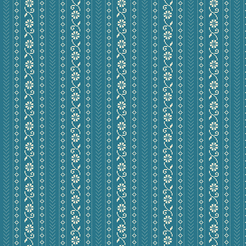 First Blooms Cross Stitch Denim Yardage by Heather Peterson for Riley Blake Designs | C16325-DENIM