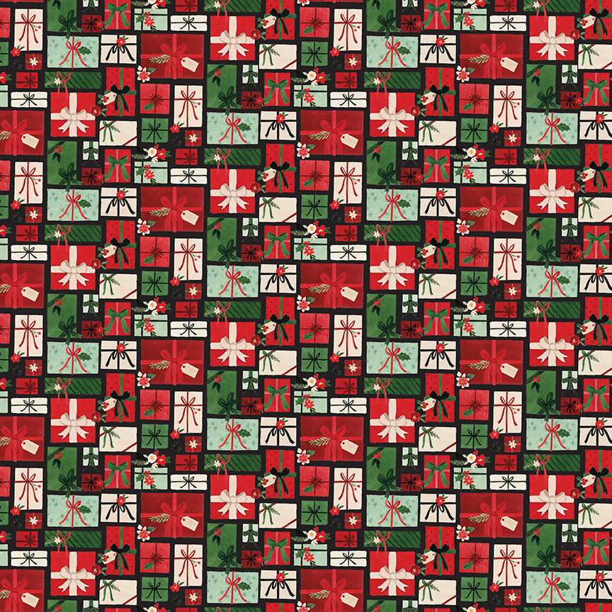 Charming Christmas Pretty Presents Black Yardage by Kelsey Carlson for Riley Blake Designs | C16352-BLACK