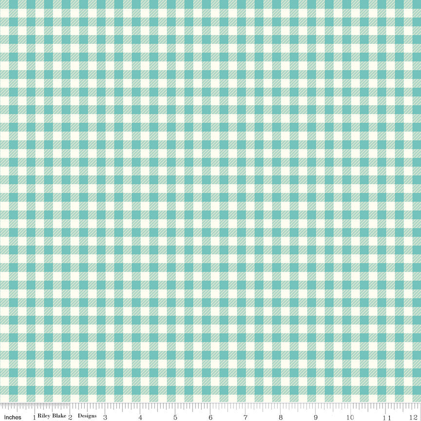 First Blooms Gingham Glacier Yardage by Heather Peterson for Riley Blake Designs | C16328-GLACIER