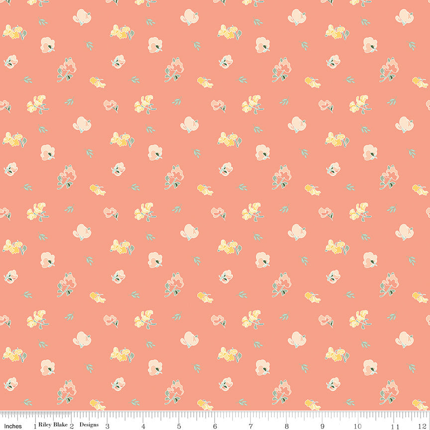 New Beginnings Sweet Peas Apricot Yardage by Sandy Gervais for Riley Blake Designs | C15752-APRICOT