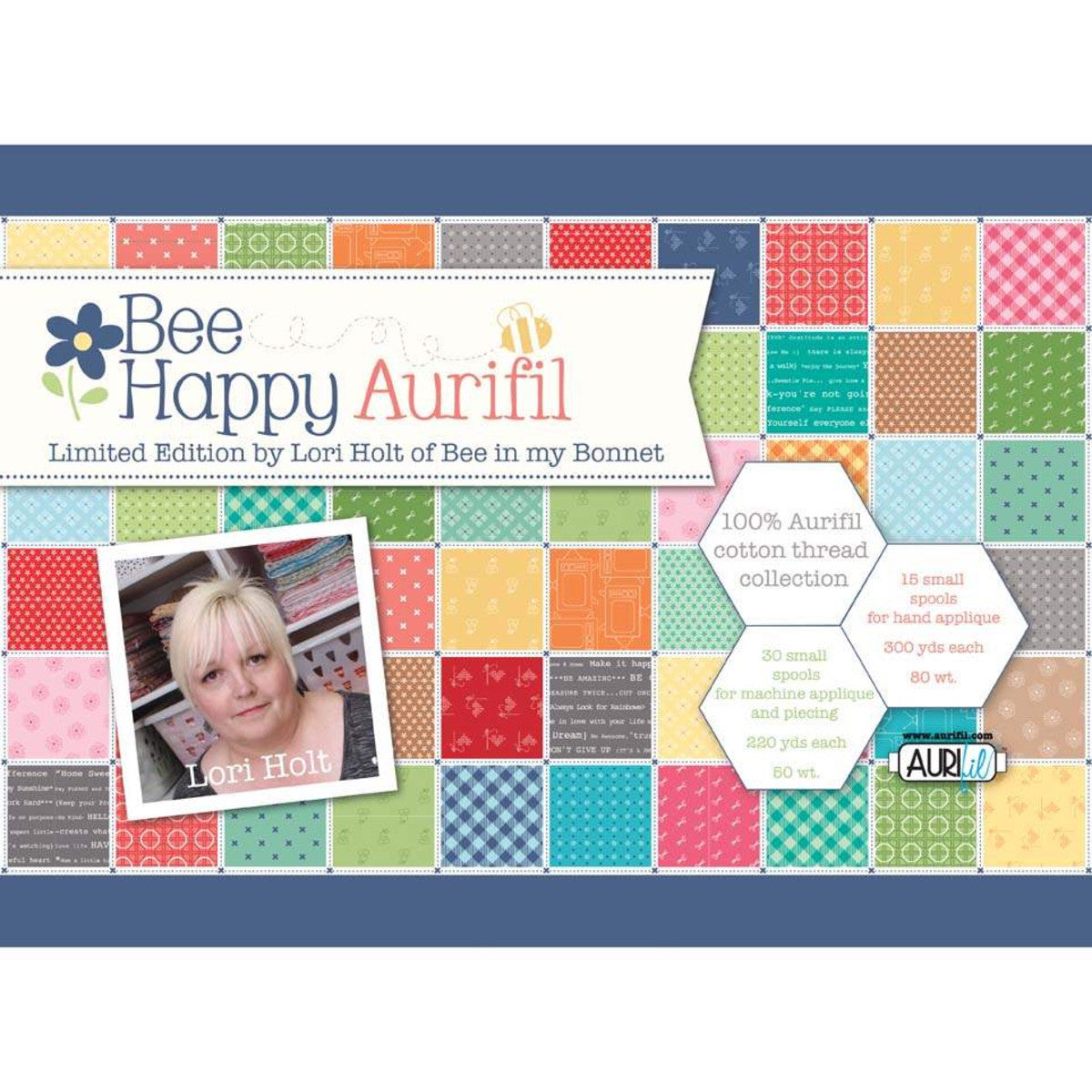 Bee Happy Limited Edition Aurifil Thread Box by Lori Holt | 100% Aurifil Cotton Thread