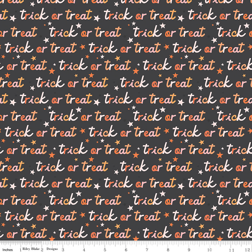 Hey Pumpkin Trick or Treat Charcoal Yardage by My Mind's Eye for Riley Blake Designs | C16034-CHARCOAL