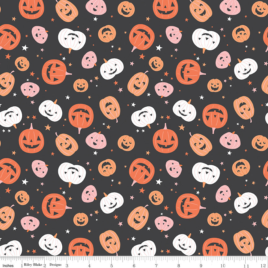 Hey Pumpkin Pumpkins Charcoal Yardage by My Mind's Eye for Riley Blake Designs | C16031-CHARCOAL