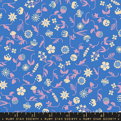 Salutations Flowery Florals Lapis Yardage by Rashida Coleman Hale for Ruby Star Society | RS1095 15