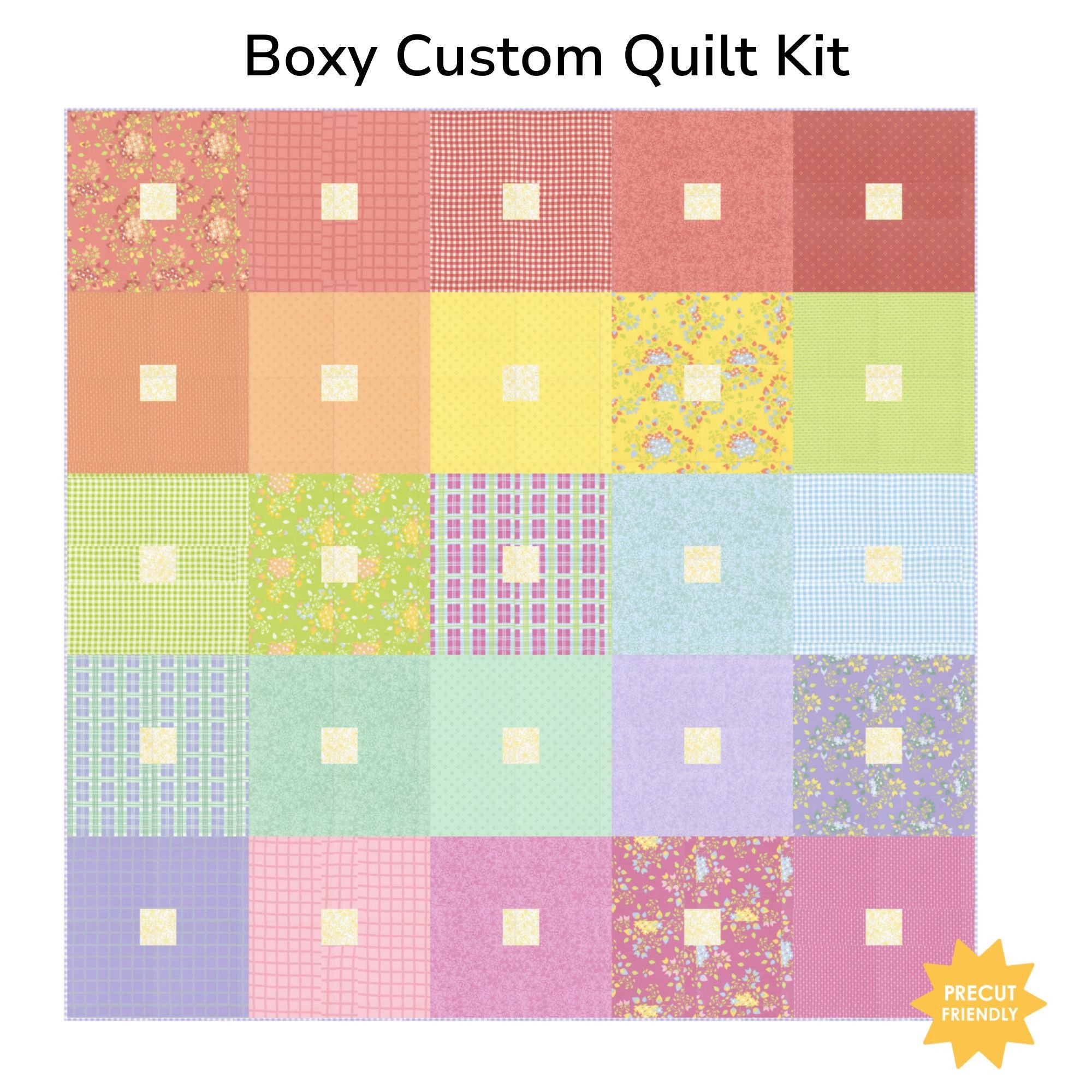 Boxy Custom Quilt Kit With Sherbet Sunshine Flannel by Corey Yoder for Moda Fabrics | Size 75" x 75"