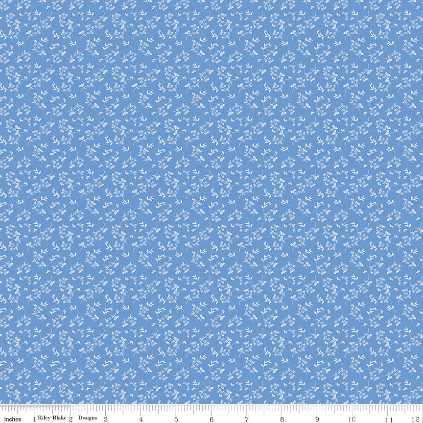 Penelope Mini Stems Blue Yardage by My Mind's Eye for Riley Blake Designs | C16646-BLUE