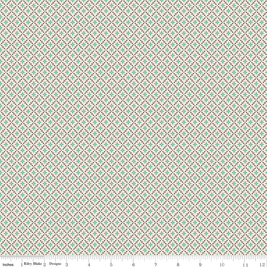 Piece & Plenty Lattice Sea Glass Yardage by Lori Holt for Riley Blake Designs | 5 Yard Backing | C15879-SEAGLASS