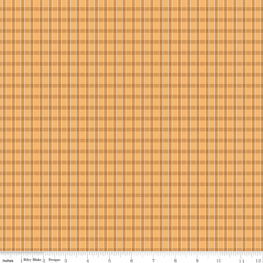 Home Town Holiday Plaid Marigold Yardage by Lori Holt for Riley Blake Designs | 5 Yard Backing | C14905 MARIGOLD