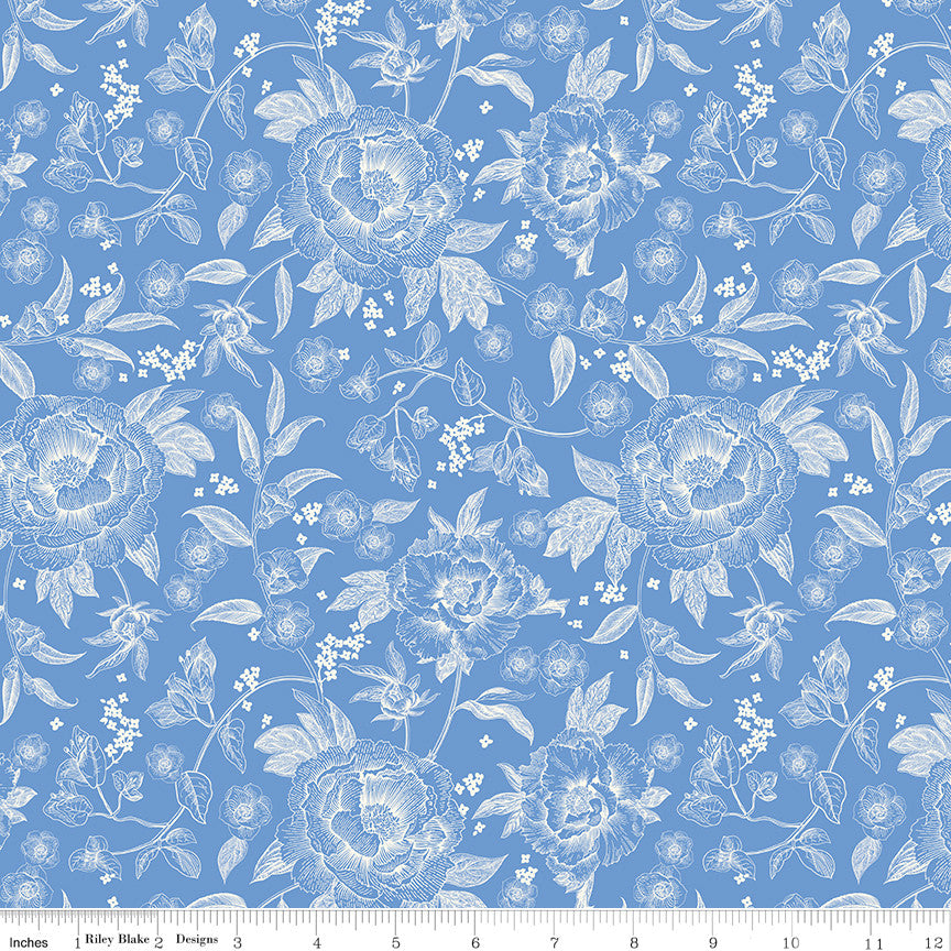 Penelope Main Blue Yardage by My Mind's Eye for Riley Blake Designs | C16640-BLUE