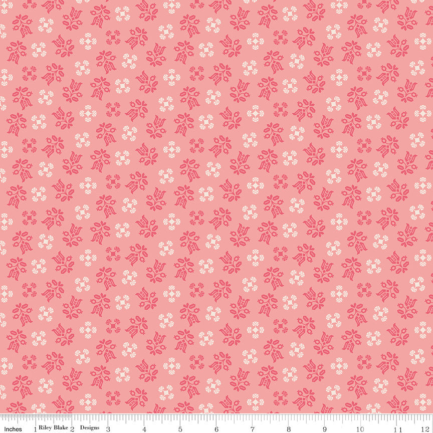 Piece & Plenty Gentle Coral Yardage by Lori Holt of Bee in my Bonnet for Riley Blake Designs | C15878-CORAL