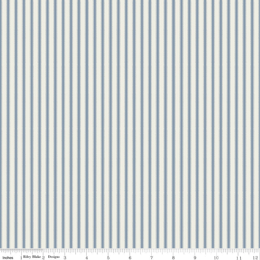 Ivy Reese Ticking Blue Yardage by Deena Rutter for Riley Blake Designs | C16605-BLUE