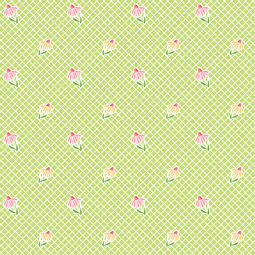 Summer Skies and Fireflies Cone Flowers Lime Yardage by Gracey Larson for Riley Blake Designs | C16372-LIME