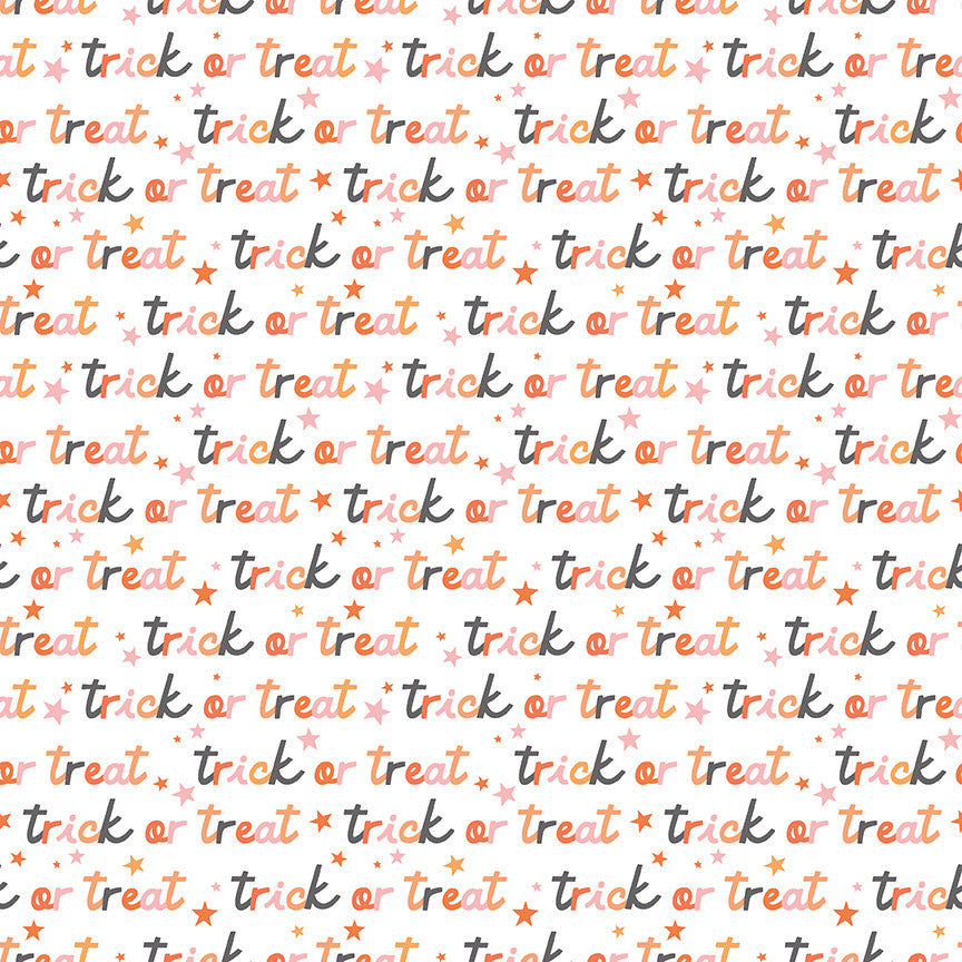 PRESALE Hey Pumpkin Trick or Treat White Yardage by My Mind's Eye for Riley Blake Designs | C16034-WHITE