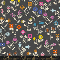 Salutations Forget Me Not Soft Black Yardage by Rashida Coleman Hale for Ruby Star Society | RS1092 17