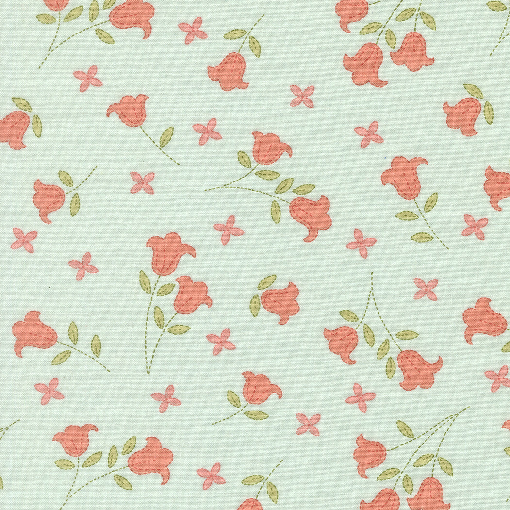 Sunbonnet Embroidered Blooms Pale Blue Yardage by Heather Briggs of My Sew Quilty Life for Moda Fabrics | 31761 19