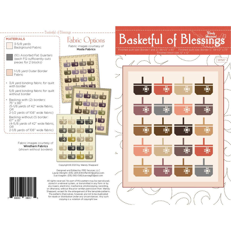 Basketful of Blessings Quilt Pattern by Wendy Sheppard | P180 BASKETFUL | FQ Friendly