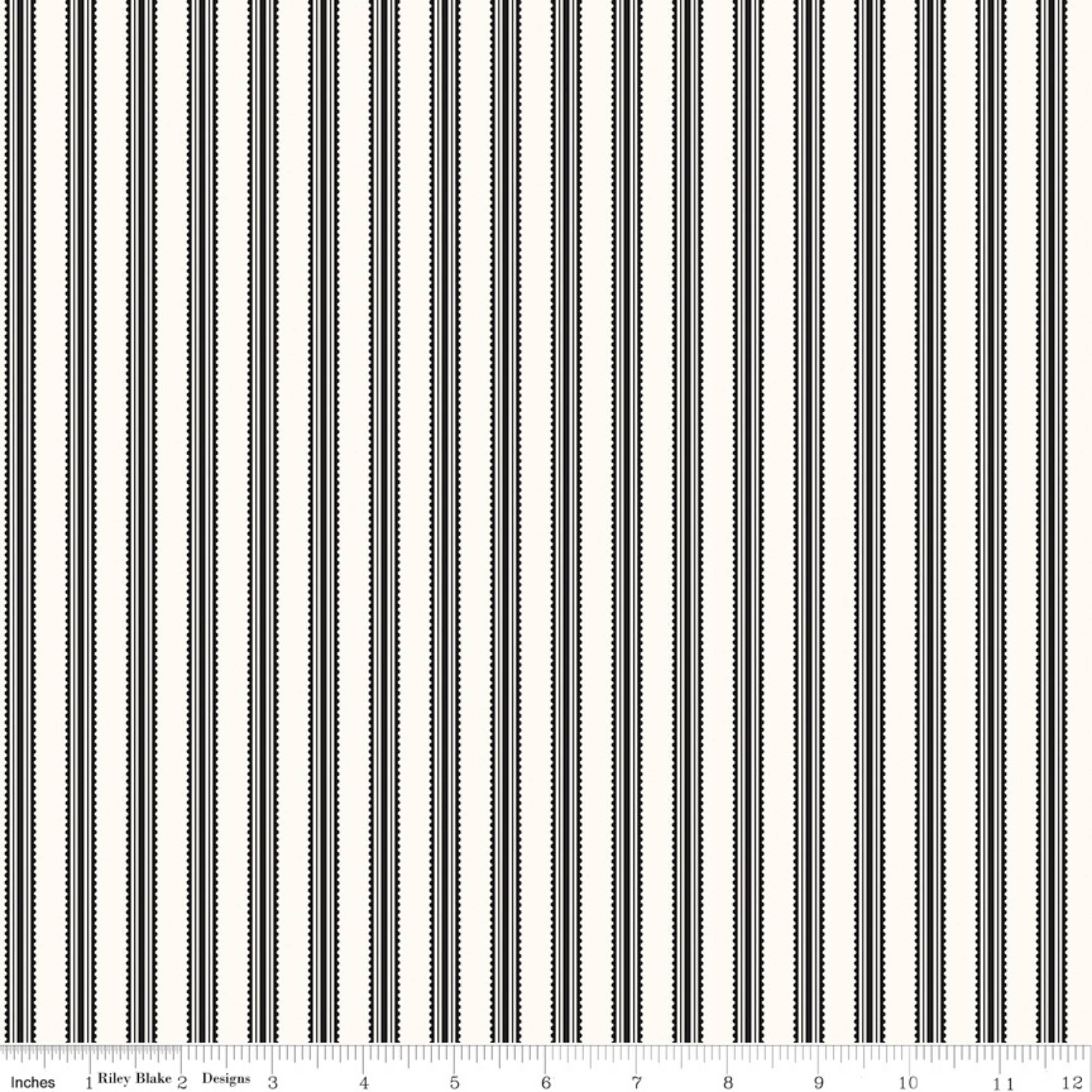 Midnight Meadow Stripes Cream Yardage by My Mind's Eye for Riley Blake Designs | C15323-CREAM