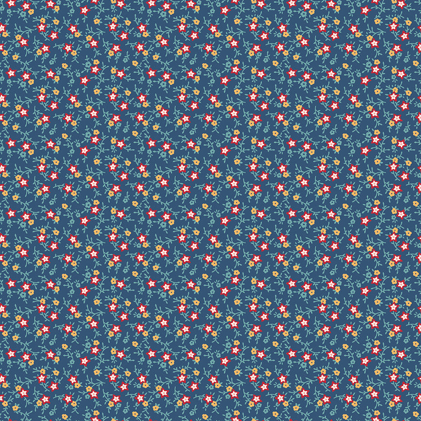 Americana July Dark Denim Yardage by Lori Holt of Bee in My Bonnet for | 5 Yard Backing | C16094-DKDENIM
