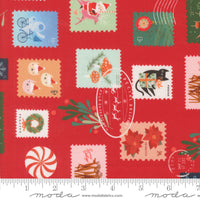 Tiny Christmas Christmas Stamps Christmas Red Yardage by Lizzy House for Moda Fabrics | 37132 12