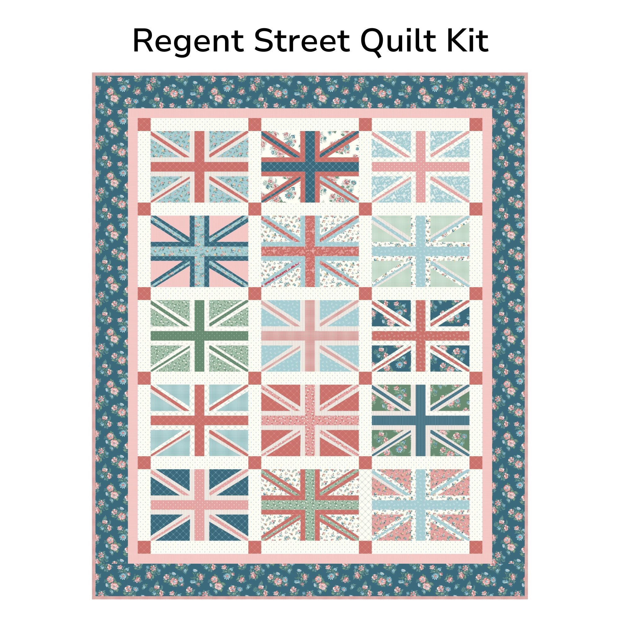 Regent Street Union Jacks Custom Quilt Kit With Mary Catherine by Amy Smart for Riley Blake Designs | Quilt Size 66" x 80"