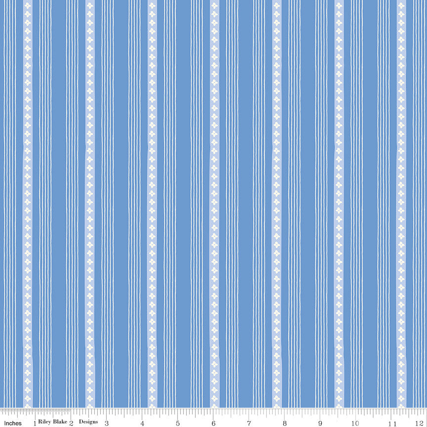 Penelope Stripes Blue Yardage by My Mind's Eye for Riley Blake Designs |  C16645-BLUE